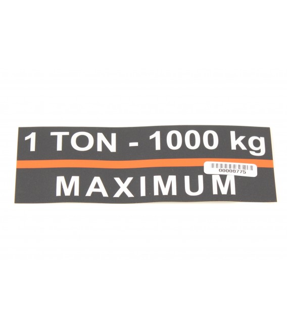 Plaque signalétique de charge - 1000 kg - 00000775 - Lodestar
