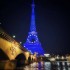 The Eiffel Tower all draped in blue